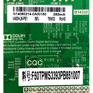MAIN FUENTE (COMBO) ELEMENT / ELEFT407 J1400  / TP.MS3393.PB851 / V400HJ1-PE1 / F50TPMS3393PB851007 / N14080214 / PANEL D400D3-GG60-C0X / MODELO ELEFT407 J1400