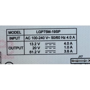 FUENTE LG SMART TV 4K CINEMA HDR / EAY65169931 / B12J019931 / LGP75M-19SP / PANEL NC750DQD-AAHH1 / MODELOS 75SM9070PUA.AUSYLJR /75SM9070PU.BUSYLJR / 75SM9070PUA