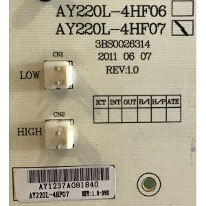 FUENTE DE PODER SCEPTRE / AY220L-4HF07 / 3BS0026314 / AY1237A08 / PANEL V400H1-L12 REV. C1 / MODELO X405BV-FHD