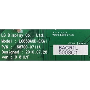 T-CON LG / 871L-5003C / 6870C-0711A / 5003C / PANEL LC550AQD (EK)(A1) / MODELO OLED55C7P-U.BUSYLJR