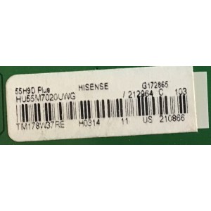 MAIN HISENSE / 212964 / RSAG7.820.6888/ROH / 210866 / PANEL HE550IU-B32 / MODELO 55H9D