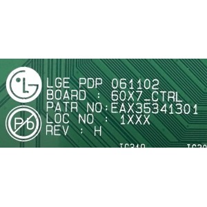 MAIN LOGICA LG / EBR30168901 / EAX35341301 / PANEL PDP60X70000 / MODELOS 60PB4DA / 60PB4DT-UB AUSLLJR / 60PC1D-UE AUSLLJR / 60PM4M-WA / 60PB4DA-UA AUSLLJR / 60XP10 / P606Y2