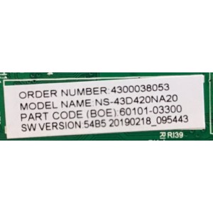 MAIN FUENTE (COMBO) INSIGNIA / 60101-03300 / TP.MS3553T.PB790 / 54B5 20190218_095443 / PANEL BOEI430WU1-01 / MODELO NS-43D420NA20