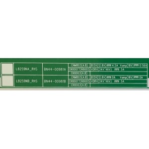 LED DRIVER SAMSUNG QLED 4K SMART TV / NUMERO DE PARTE BN44-00981B / L82S9NB_RHS / BN4400981B / PANEL CY-TR082FLLV1H / MODELOS QN82Q90 / QN82Q90RAFXZA FA01 / QN82Q90RAFXZA FC02