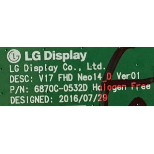 T-CON LG / 6871L-5030A / 6870C-0532D / PANEL LC430DUE (FK)(M3) / MODELO 43LV340C-UB.BUSYLJM