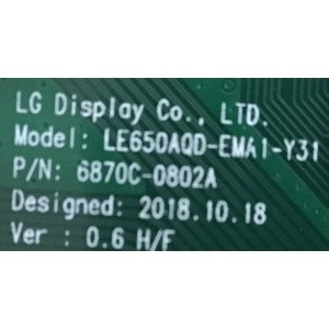 T-CON LG / 6871L-6088B / 6870C-0802A / 6088B0 / LE650AQD-EMA1-Y31 / PANEL LE650AQD(EM)(A3) / MODELO OLED65C9PUA.BUSYLJR