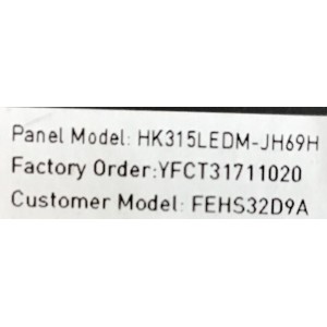 MAIN FUENTE (COMBO) FURRION / 5004035355300130 / CV3553BH-Q42 / 7AH13411 / 170324 / PANEL HK315LEDM-JH69H / MODELO FEHS32D9A