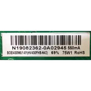 MAIN FUENTE (COMBO) INSIGNIA / 60103-00314 / TP.MS3553T.PB790 / HV430FHB-N42 / PANEL BOEI430WU1-01 / MODELO NS-43D420NA20 