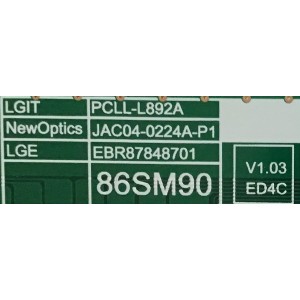 LED DRIVER PARA TV LG / NUMERO DE PARTE EBR87848701 / 3PCR02489A / 3PCR02489C / PCLL-L892A / JAC04-0224A-P1 / PANEL NC860DQD-AAHH1 / NC860DQD-AAHH5 / MODELOS 86SM9070PUA.BUSYLJR / 86SM9070PUA.AUSYLJR / 86NANO90UNA.BUSWLJR / 86NAN090UNA