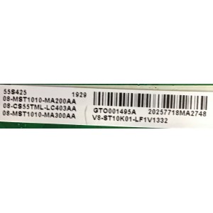 MAIN TCL / 08-CS55TML-LC403AA / 40-MST10R-MAB2HG / 08-MST1010-MA200AA / V8-ST10K01-LF1V1332 / PANEL LVU550NDEL / MODELOS 55S425 LDAA / 55S423