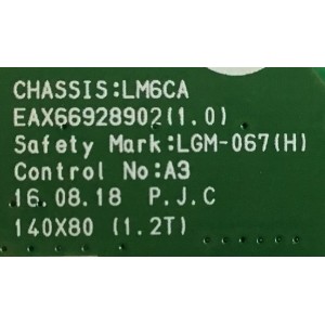 MAIN MONITOR LG / EAX66928902 / EAX66928902(1.0) / NP849107LV / PANEL LGM320EB41 / MODELO 32MP58HQ-PB.AUSEJVN