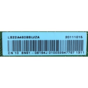 MAIN PARA MONITOR SAMSUNG / BN91-08194J / BN41-01654B / PANEL HT215F01-100 / MODELO LS22A460BSU/ZA