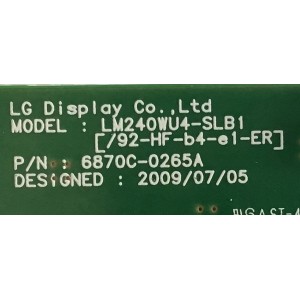 T-CON PARA MONITOR DELL / LJ94-1658A / 6870C-0265A / 1658A / PANEL LM240WU4 (SL)(B1) / MODELO U2410F