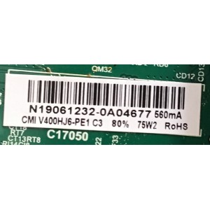 MAIN FUENTE ((COMBO)) PARA TV RCA / 260104014010 / TP.MS3553.PB801 / N19061232 / 4100034610 / PANEL HK395WLEDM-CHB8H / V400HJ6-PE1 / MODELO TR4038-G