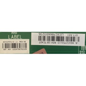 MAIN PARA TV TOSHIBA /461C2751L13 / VTV-L32603 REV.1A / 431C2751L12 / PANEL LTA400HA11 / MODELO 40E200U1