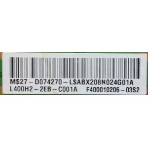 LED DRIVER PARA TV TOSHIBA / 27-D074270 / T87D177.00 / L400H2-2EB / PANEL V400HK2-LS5 REV.C1 / MODELO 40L5200U2