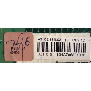 MAIN PARA TV TOSHIBA / 75018979 / STD40T / VTV-L40708 REV:1A / 431C2H51L02 / 461C2H51L02 / PANEL LTA400HF02 / MODELO 40G300U1