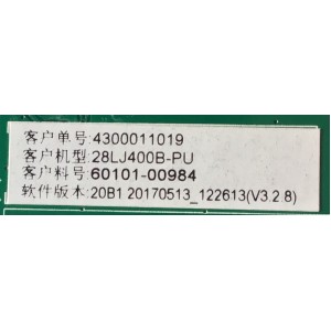 MAIN FUENTE PARA TV LG / 60101-00984 / TP.MS3553T.PB769 / 4300011019 / 20170513 / H18113910-0A02450 / PANEL BOEI280WX1 / MODELO 28LJ400B-PU.CUSBLP