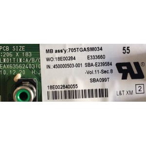 MAIN PARA TV LG / EBT61555702 / EAX63562403(0) / EBU61274508 / PANEL LC260EXN (LD)(A7) / MODELO 26LV2500-UA.CUSYLH
