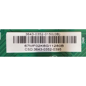 MAIN PARA TV VIZIO / 3643-0352-0150 / TD.MT5597.U762 / H19051136 / H19051136-0A02985 / 3643-03502-0395 / PANEL HV430QUB-H10 / MODELO M437-G0 LAUFQWKV