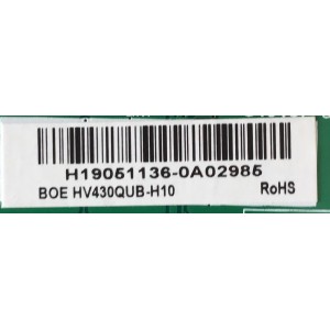 MAIN PARA TV VIZIO / 3643-0352-0150 / TD.MT5597.U762 / H19051136 / H19051136-0A02985 / 3643-03502-0395 / PANEL HV430QUB-H10 / MODELO M437-G0 LAUFQWKV