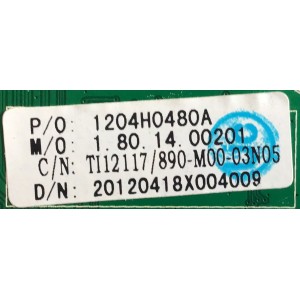 MAIN PARA TV ELEMENT / 1204H0480A / CV318H-P / 890-M00-03N05 / T112117 / 20120418X004009 / PANEL V500HJ-L01 REV.C1 / MODELO ELDFT501J