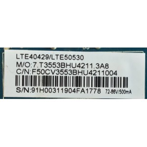 MAIN FUENTE PARA TV SEIKI / LTE40429 / CV3553BH-U42 / LTE50530 / 7.T3553BHU4211.3AB / F50CV3553BHU4211004 / MODELO 40'' / ESTA TARJETA ES CHINA Y ES UTILIZADA EN DIFERENTES MARCAS Y MODELOS / ENTRAR A DESCRIPCIÓN DEL PRODUCTO
