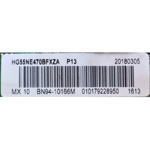 MAIN PARA TV SAMSUNG / NUMERO DE PARTE BN94-10166M / BN41-02532A / BN97-09386M / PANEL CY-GJ055BGAVYH / MODELO HG55NE470 / HG55NE470BFXZA / HG55NE470BFXZA AA01