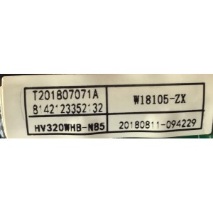 MAIN FUENTE PARA TV WESTINGHOUSE / W18105-ZX / TP.MS3553.PB855 / T201807071A / 8142123352132 / HV32WHB-N85 / PANEL CN320CN725 / MODELO WD32HKB1001 / ESTA TARJETA ES CHINA Y ES UTILIZADA EN DIFERENTES MARCAS Y MODELOS / ENTRAR A DESCRIPCIÓN DEL PRODUCTO