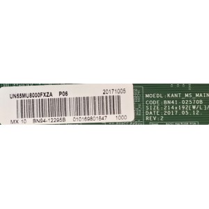 MAIN PARA SMART TV SAMSUNG 4K UHD RESOLUCION (3,840 x 2,160) / BN94-12295B / BN41-02570B / BN97-13538P / PANEL CY-SM055FLLVAH / MODELO UN55MU8000FXZA FB05