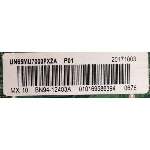 MAIN PARA TV SAMSUNG / BN94-12403A / BN41-02568B / BN97-12813A / SUSTITUTA BN94-11963A / PANEL CY-KK065HGLV3H / MODELO UN65MU7000FXZA FA01