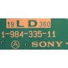 LED DRIVER PARA TV SONY / A-2231-603-A / 1-984-335-11 / A2231598A / 19LD360 / PANEL HD9S085DTU01 / MODELO XBR-85Z9G