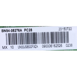 MAIN PARA TV SAMSUNG BN94-08276A / BN41-02356A / BN97-09361A / SUSTITUTAS BN94-10155W / BN94-07834A / BN94-07834C / BN94-08276C / BN94-10155Y / PANEL CY-QJ055FLLV1H / MODELO UN55JS8500FXZA TH01