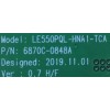 T-CON PARA TV SONY OLED 4K HDR (ANDROID) SMART TV / NUMERO DE PARTE 6871L-6385A / 6870C-0848A / 6385A / LE650PQL (HN)(A1) / PANEL YDAS065UNG01 / MODELO XBR-65A8H / XBR65A8H
