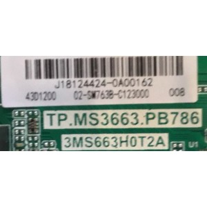 MAIN FUENTE PARA TV HKPRO / J18124424 / TP.MS3663.PB786 / 02-SM763B-C123000 / 3MS663H0T2A / ESTA TARJETA ES CHINA Y ES UTILIZADA EN DIFERENTES MARCAS Y MODELOS / ENTRAR A DESCRIPCIÓN DEL PRODUCTO