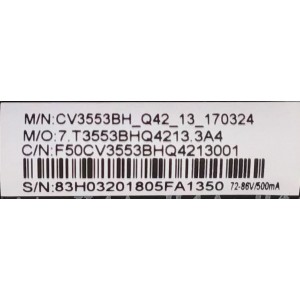 MAIN FUENTE PARA TV JENSEN / 7.T3553BHQ4213.3A4 / CV3553BH-Q42 / F50CV3553BHQ4213001 / 83H0320 / LTE40473 / PANEL V500HJ4-Q01 C2  / MODELO JE5015