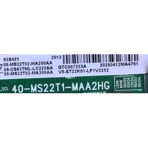 MAIN PARA SMART TV TCL (ROKU) 4K UHD CON HDR RESOLUCIÓN (3840 X 2160) / NÚMERO DE PARTE 08-CS65TML-LC223AA / 40-MS22T1-MAA2HG / 08-MS22T02-MA300AA / V8-ST22K01-LF1V2252 / PANEL LVU650NDEL CD9W09 / MODELO 65S425 / 65S421