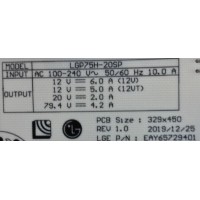 FUENTE DE PODER LG NANOCELL AI THINQ 8K SMART TV / NUMERO DE PARTE EAY65729401 / LGP75H-20SP / 65729401 / PANEL NC750DZD-AAJH1 / MODELO 75NANO99UNA / 75NAN099UNA / 75NANO99UNA.AUSWLJR