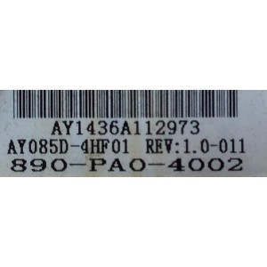 FUENTE DE PODER PARA TV SEIKI / NUMERO DE PARTE 890-PA0-4002 / AY085D-4HF01 / AY1436A112973 / PANEL T395HJ-PE1-DY3 VER.A3 / MODELO SE40FY19T