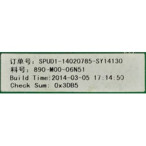 MAIN FUENTE PARA TV ELEMENT / NUMERO DE PARTE  SPUD1-14020785-SY14130 / TP.MS3393.P82 / 890-M00-06N51 / L14030389-0A09782 / V500HJ1-PE8 / MODELO ELEFW503