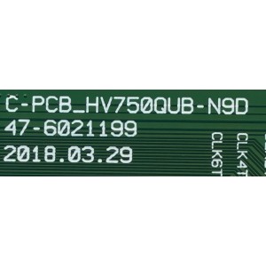 T-CON PARA TV LG / NUMERO DE PARTE  44-9771687O / 47-6021199 / C-PCB_HV750QUB-N9D / PANEL NC750DQE-ABGR3 / MODELO 75UM6970PUB.BUSGLKR