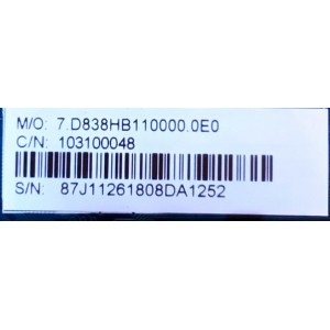 MAIN PARA TV ELEMENT / NUMERO DE PARTE 103100048 / CV838H-B / CV838H_B_11_170818 / 7.D838HB110000.0E0 / E18122-1-SY / H2E03104A0 / E254667 / E18112-SY / PANEL´S ST5461D07-1-XR-2 / LC546PU2L02 / MODELO E4STA5517
