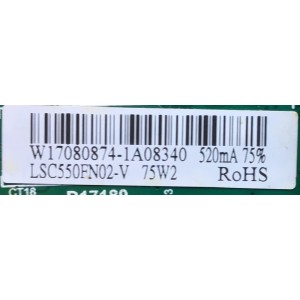 MAIN FUENTE PARA TV ELEMENT / NUMERO DE PARTE 21006185 / TP.MS3553.PB801 / W17080874 / LSC550FN02-V / W17080874-1A08340 / 20170817 / PANEL MD5532YTSF / MODELO ELEFW5517