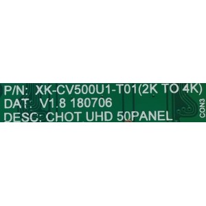 T-CON PARA TV ELEMENT / NUMERO DE PARTE  XKCV500U1T01 / XK-CV500U1-T01(2K TO 4K) / PANEL CV500U1-T01 / MODELO E2SW5018