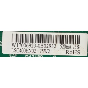 MAIN FUENTE PARA TV ELEMENT / NUMERO DE PARTE 20170710 / TP.MS3553.PB801 / LSC400HN02 / 20170710 / PANEL MD4012YTSF / DISPLAY LSC400HN02-003 / MODELO ELFW4017BF LE-40GAM-B4