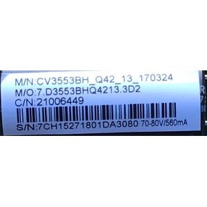 MAIN FUENTE PARA TV ELEMENT / NUMERO DE PARTE  21006449 / CV3553BH-Q42 / CV3553BH_Q42_13_170324 / 7.D3553BHQ4213.3D2 / 7CH15271801 / V500HJ1-PE8 / E18011-1-KK / PANEL MD5010YTIF / MODELO ELFW5017