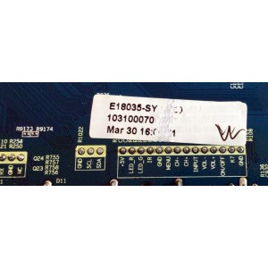 MAIN PARA TV ELEMENT / NUMERO DE PARTE E18035-SY / 103100070 / CV838H-B / 7.D838HB110000.0D0 / 82J0152 / PANEL T500-TAU-DLED / MODELO E2SW5018