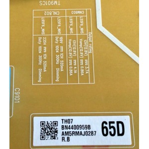 FUENTE DE PODER PARA TV SAMSUNG / NUMERO DE PARTE  BN44-00959B / L65F6_NHS / BN4400959B / PANEL CY-QR065FGLV1H / MODELO QN65LS03RAFXZA FA01