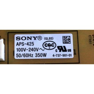 FUENTE DE PODER PARA TV SONY / NUMERO DE PARTE 1-474-721-11 / 1-983-682-11 / APS-425(CH) / 147472111 / PANEL YD8S010CNX01 / MODELO XBR-70X830F / XBR70X830F