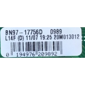 MAIN PARA SMART TV SAMSUNG 4K RESOLUCION (3840 x 2160) / NUMERO DE PARTE BN94-15778Q / BN41-02756B / BN97-17756D / 010226988111 / 20201109  / PANEL CY-CT055HGLV1H NW46 / DISPLAY BN9647647A / LSF550FN12-N02 / MODELO UN55TU8300FXZA FS01